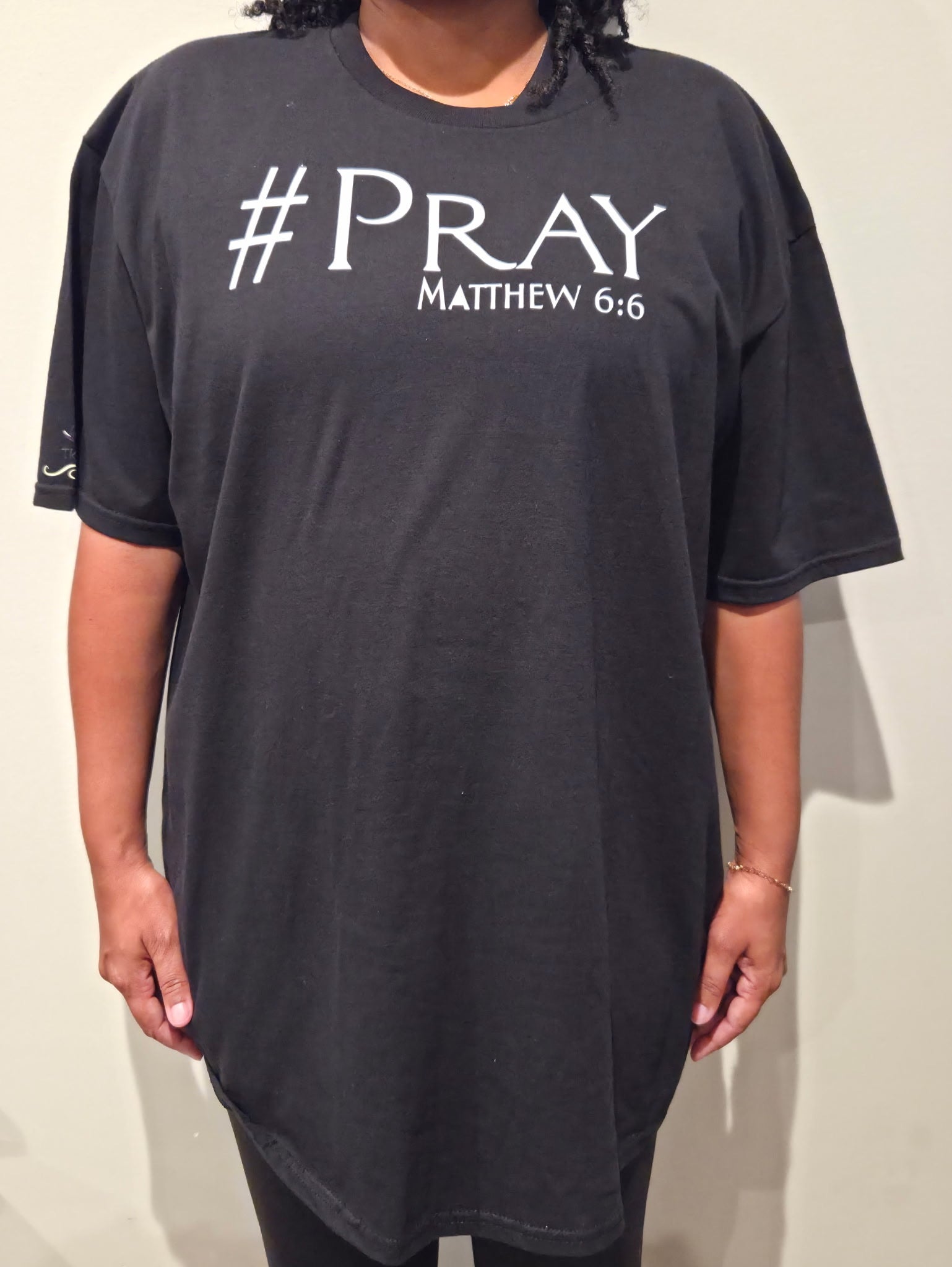 Black #Pray Essential Faith T-Shirt with white text - Christian inspirational apparel by TKD Believes
